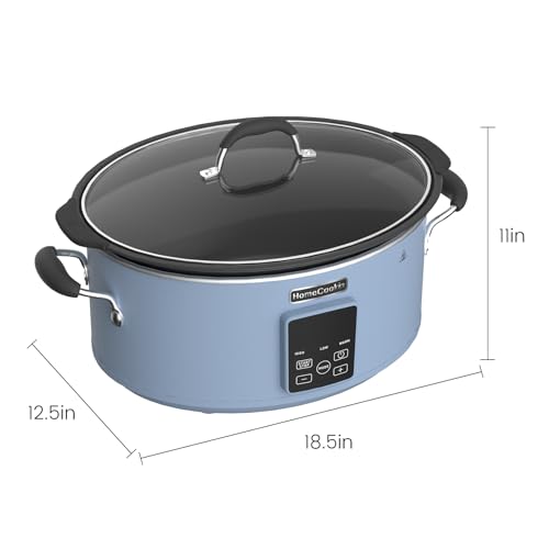 HOMECOOKIN Slow Cooker, Extra Large 10 Quart Programmable Slow Cookers with Timer, Dishwasher Safe Glass Lid & Crock, Kitchen Appliance for Families and Gatherings, Blue