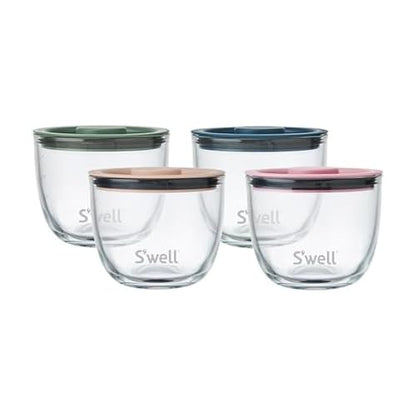 S'well 12oz Glass Prep Bowl Set of 4 For Easy Meal Prep, Vintage Pastels, Made From Durable Tempered Glass, Nests Inside 21.5oz