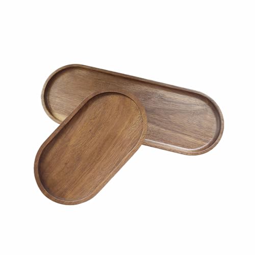 Oval Wood Serving Trays Set, Large Natural Wooden Serving Platters, Charcuterie Plates Board Snack Dessert Appetizer Serving Tray for Bread Cheese, Food Fruit Dishes, Kitchen Home Decor (2 Pack)