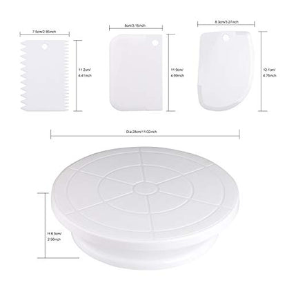 Cake Decorating Turntable,Cake Decorating Supplies with Decorating Comb/Icing Smoother(3pcs),2 Icing Spatula with Sided & Angled …