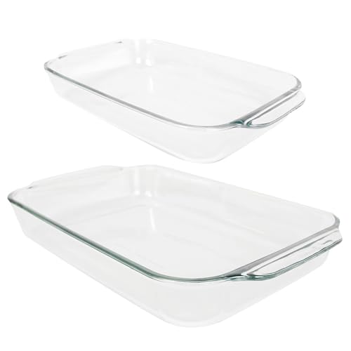 Pyrex Clear Glass Casserole Baking Dishes Set – 233 (3-Qt) and 232 (2-Qt) Rectangular Oven Bakeware – Perfect for Casseroles, Brownies, Food Preparation and so much More - Made in the USA