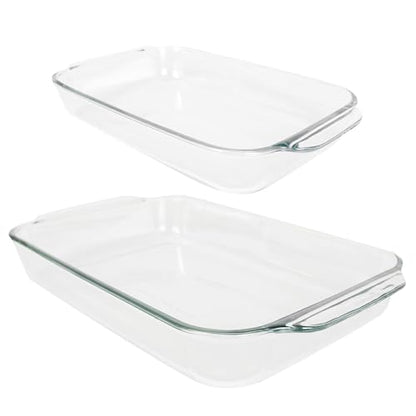 Pyrex Clear Glass Casserole Baking Dishes Set – 233 (3-Qt) and 232 (2-Qt) Rectangular Oven Bakeware – Perfect for Casseroles, Brownies, Food Preparation and so much More - Made in the USA
