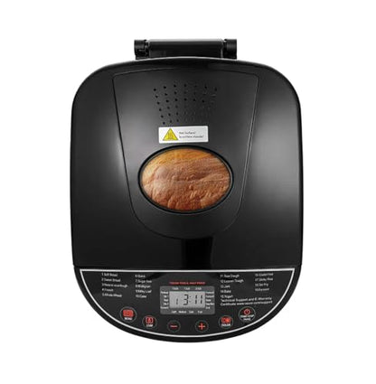 Bread Maker, 19-in-1 2LB Dough Machine, Nonstick Ceramic Pan Automatic Breadmaker with Gluten Free Setting, Automatic Compact Dough Machine Nonstick,Digital,3 Loaf Sizes, 2 Crust Colors, Black
