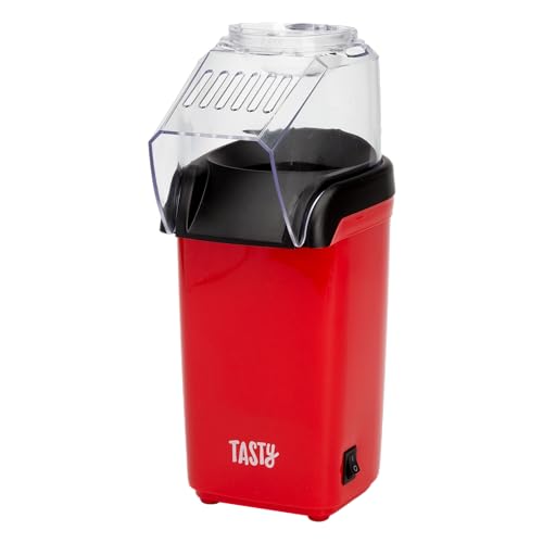 Tasty Hot Air Popcorn Popper, Healthy and Delicious Popcorn in Minutes, Fast and Easy-to-Use, Built-In Measuring Cup and Butter Warmer, 8 Cups, Red