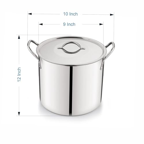 8-Quart Stainless Steel Stockpot with Metal Lid, Super Durable, Heat-Insulated Handle, Hand Wash Only