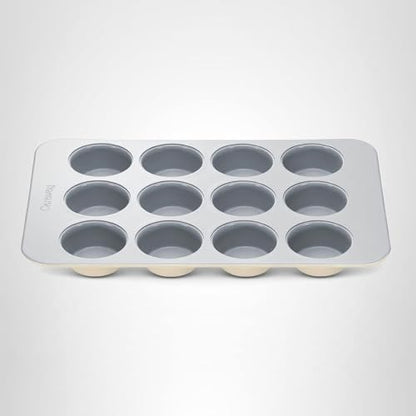 Caraway Non-Stick Ceramic 12-Cup Muffin Pan - Naturally Slick Ceramic Coating - Non-Toxic, PTFE & PFOA Free - Perfect for Cupcakes, Muffins, and More - Cream