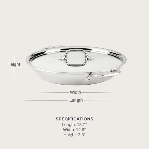 All-Clad D3® Stainless Steel Non Stick 3 Quart Braiser Pan- Made in the USA- The Original Bonded Professional Cookware- Oven Safe & Induction Compatible