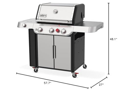 Weber Genesis S-335 Liquid Propane Gas Grill for Outdoor Cooking, Stainless Steel, 3 Burners and 1 Side Burner – Stainless Steel Cooking Grates, PureBlu Burners & Sear Zone