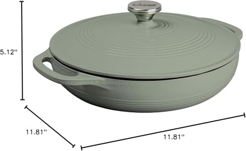 Lodge Essential Enamel Braiser 3.5 Quart - Refrigerator- & Oven-Safe up to 500° F - Heat-Retaining, Induction-Safe & PFAS-Free Enamel Cookware - Desert Sage