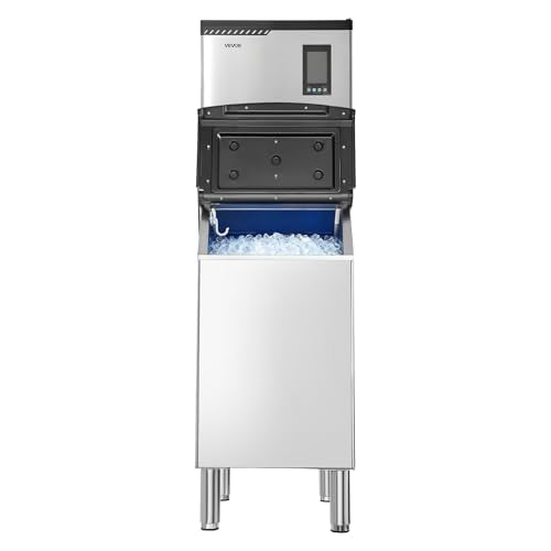 VEVOR Commercial Ice Maker Machine, 300LBS/24H Ice-Making Machine, Ice Maker with 300LBS Stainless Steel Storage Bin, Auto Self-Cleaning, and Touchscreen, for Bar Cafe Restaurant Business