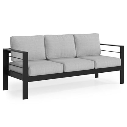 Aluminum Outdoor Couch, 3-Seat Metal Patio Sofa with 10" Back Cushion