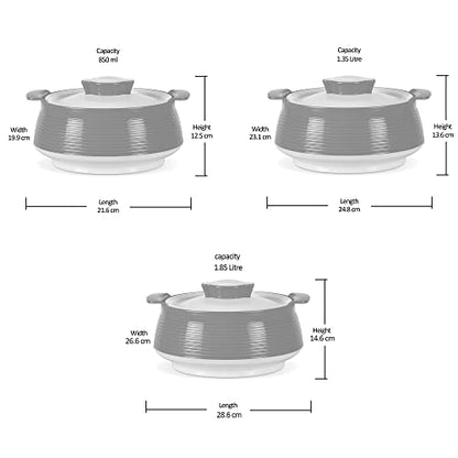 Milton Casserole for hot food, Double walled insulated inner Stainless Steel hot pot with lid, Serving box for food and roti, insulated serving bowl with lid, Set of 3 Set of 3 (Size 62, 45, 28 oz) Venice, Marble Green