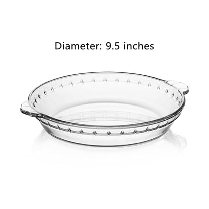 Sweejar Glass Pie Pan for Baking(2 pack), 9.5 Inches Round Baking Dish for Dinner, Non-Stick Pie Plate with Soft Wave Edge for Apple Pie, Pumpkin Pie, Pot Pies