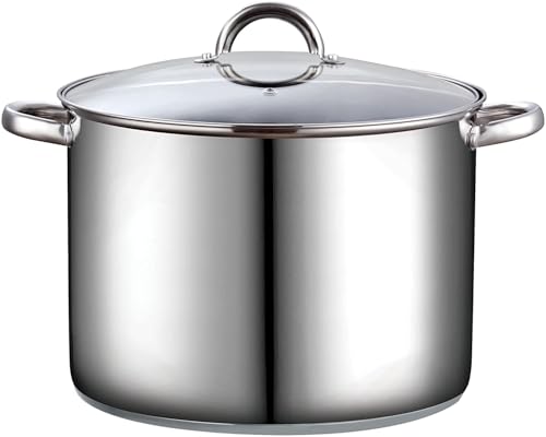 Cook N Home Stockpot with Lid, Basics Stainless Steel Soup Pot, 16-Quart
