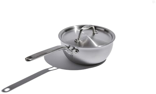 Heritage Steel x Eater 2 Quart Stainless Steel Saucier Pan | 5-Ply Fully Clad | Stay Cool Handle | Induction Compatible | Non-Toxic | Cook like a Pro