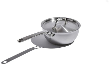 Heritage Steel x Eater 2 Quart Stainless Steel Saucier Pan | 5-Ply Fully Clad | Stay Cool Handle | Induction Compatible | Non-Toxic | Cook like a Pro