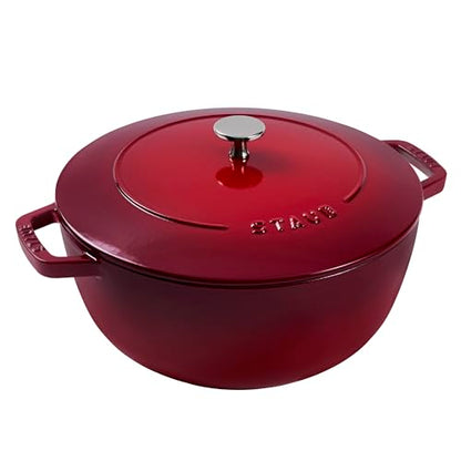 Staub Cast Iron Essential French Oven, Dutch Oven, 5-quart, serves 5-6, Made in France - Cherry