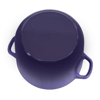 Flavehc Dutch Oven Pot with Lid 1.8 qt Cast Iron Dutch Oven for Bread Baking Purple Enameled Cast Iron Rice Pot with Handels