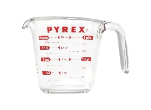 Pyrex Prepware 6001075 Measuring Cup, Red Graphics, Clear
