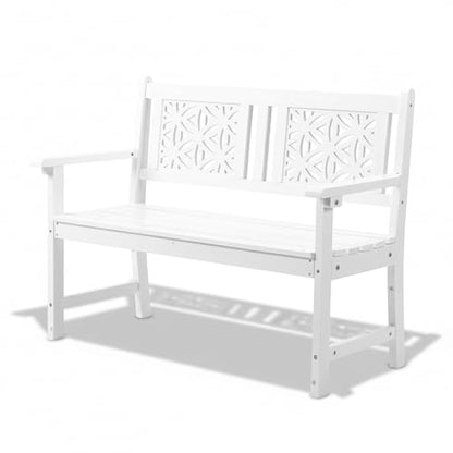 VINGLI 47" Outdoor Wood Bench, All Weather Outdoor Wooden Patio Garden Bench, Outside Loveseat 660lbs Capacity for Front Porch Park Entryway (White)