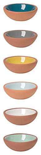 Now Designs Terracotta Pinch Bowl Set, Soy Sauce Dish, Set of 6, 1 oz, Multicolor