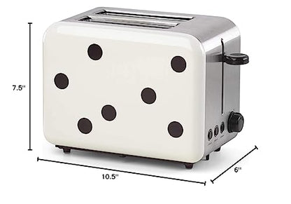 kate spade new york Deco Dot 2-Slice Toaster, White with Black Dots