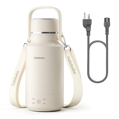 Felizbebe 33.8 Oz/1000mL Portable Electric Kettle,304 Stainless Steel Travel Kettle Electric,4 Temp Settings with Holding Heat,600W Fast Boiling Water with Auto Shut-Off and Boil Dry Protection