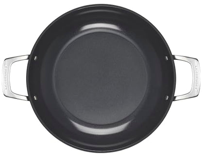 Le Creuset Essential Non-stick Ceramic Shallow Braiser with Glass Lid, 3.9 qt.