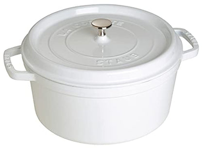 Staub Cast Iron Round Cocotte, Dutch Oven, 7-quart, serves 7-8, Made in France, White