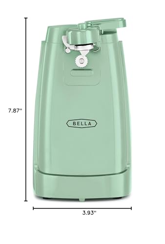 bella Electric Can Opener and Knife Sharpener, Removable Cutting Lever, Cord Storage, Stainless Steel Blade, Sage