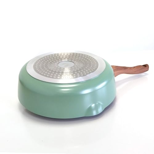 YYJINGYOU Nonstick Frying Pan Skillet with Lid, Omelette Pan, Induction Compatible, Emerald Green, 10 inch