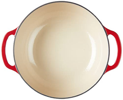Lodge Essential Enamel Cast Iron Dutch Oven with Lid 7.5 Quart - Oven-Safe Enamel Cookware up to 500° F - Heat-Retaining Braising & Roasting Pot - Non-Toxic Cookware - Island Spice Red