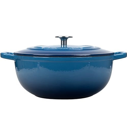 EDGING CASTING Enameled Cast Iron Dutch Oven Pot with Lid for Sourdough Bread Baking, Bread Dutch Ovens, Cooking Pots, 5 Quart, Lake Blue