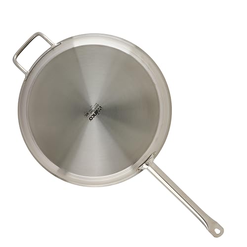 Winco Commercial-Grade Stainless Steel Fry Pan with Helper Handle, Non-Stick, 14"