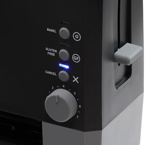 West Bend QuikServe Toaster, 2-Slice Wide-Slot Slide-Through Bread Toaster with Bagel and Gluten-Free Settings and Cool-Touch Exterior Fast Toasting, Includes Removable Serving Tray, 1400-Watts, Black