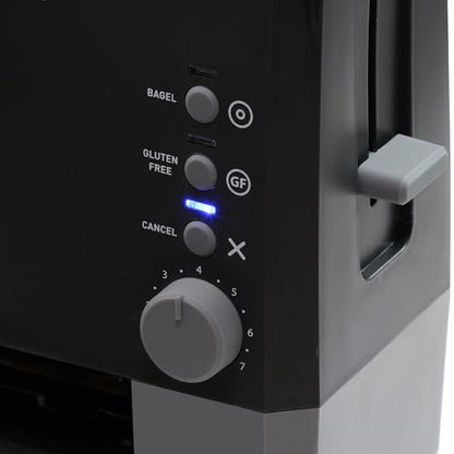 West Bend QuikServe Toaster, 2-Slice Wide-Slot Slide-Through Bread Toaster with Bagel and Gluten-Free Settings and Cool-Touch Exterior Fast Toasting, Includes Removable Serving Tray, 1400-Watts, Black