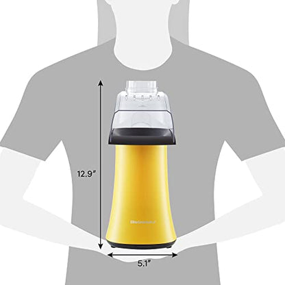 Elite Gourmet Fast Hot Air Popcorn Popper, 1300W Electric Popcorn Maker with Measuring Cup & Butter Melting Tray, Oil-Free, Great for Home Party Kids, Safety ETL Approved, 4-Quart, Yellow