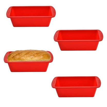 AVIDON Silicone Baking Pans Sets - Nonstick Bakeware Set with Loaf Pan, Muffin Pan, Square/Round Cake Pan, silicone baking molds for baking cakes, loaf, bread (7.5inch loaf pan x 4 packs)