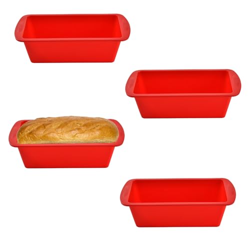 AVIDON Silicone Baking Pans Sets - Nonstick Bakeware Set with Loaf Pan, Muffin Pan, Square/Round Cake Pan, silicone baking molds for baking cakes, loaf, bread (7.5inch loaf pan x 4 packs)