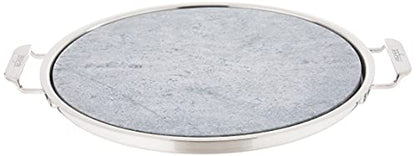 All-Clad Specialty Stainless Steel and Soapstone Pizza Stone 13 Inch Oven Broiler Safe 600F Pizza Stone for Oven Silver