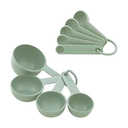 KitchenAid Universal Easy To Read Measuring Cup and Spoon Set with Soft Grip Handle for Maximum Control, Hang Hole and Nesting For Easy Storage, Dishwasher Safe, 9 Piece, Pistachio