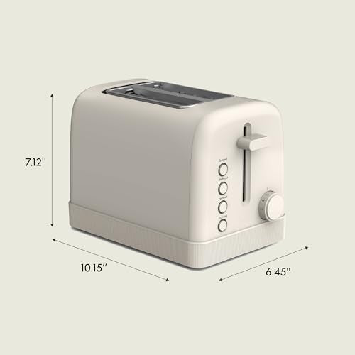bella 2 Slice Toaster, 6 Setting Shade Control w Reheat, Cancel, Bagel & Defrost Buttons, Removable Crumb Tray, Anti Jam & Auto Shutoff, Auto Centering Guides & Cord Wrap, 900 Watt, Oatmilk