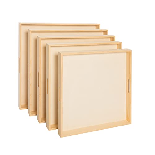 Wooden Nested Serving Trays – Unfinished Square Trays with Cut-Out Handles for Crafts, Serving, Ottomans & Home Décor – Set of 5