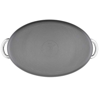 Rachael Ray 80090 Professional Hard Anodized Nonstick Cookware Oval Pasta Pot/Braiser, 8 Quart - Gray