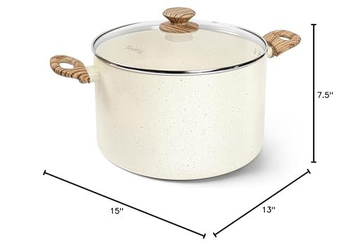 MICHELANGELO 10 Quart Stock Pot with Lid, Large Pot for Cooking, Nonstick Cooking Pot with Healthy Coating, Big Soup Pots Induction Compatible, White