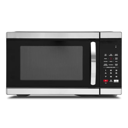 Smad Countertop Microwave Oven 1000 Watts, Digital Ovens 1.1 Cu. Ft with 10 Power Levels, 6 One-Touch Presets, Express Cooking, Eco Mode, Child Lock, Easy Clean, Large Capacity, Stainless Steel Black