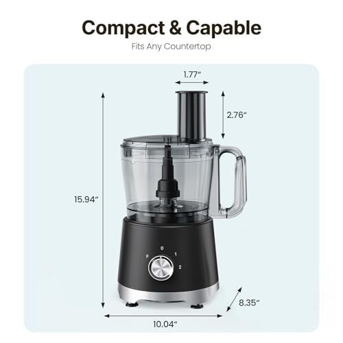 OLIXIS Food Processor 10.5 Cups, 600W Powerful Food processors with 5 Blades, Dishwasher Safe Meat Grinder for Slicing, Shredding, Chopping, Kneading, for Meat, Vegetables, Fruit, Dough