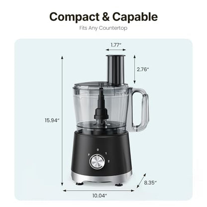 OLIXIS Food Processor 10.5 Cups, 600W Powerful Food processors with 5 Blades, Dishwasher Safe Meat Grinder for Slicing, Shredding, Chopping, Kneading, for Meat, Vegetables, Fruit, Dough