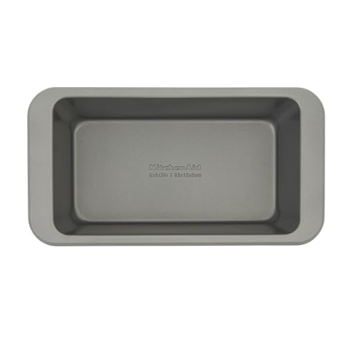 KitchenAid Nonstick Aluminized Steel Loaf Pan, Dishwasher Safe, 9 x 5 Inch, Contour Silver