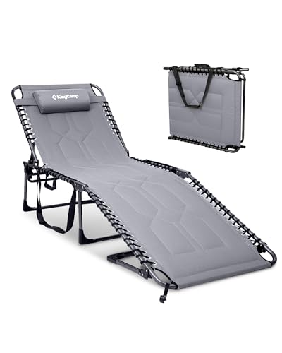 KingCamp Oversized Padded Lounge Chair 440lbs Tanning Chair, Grey